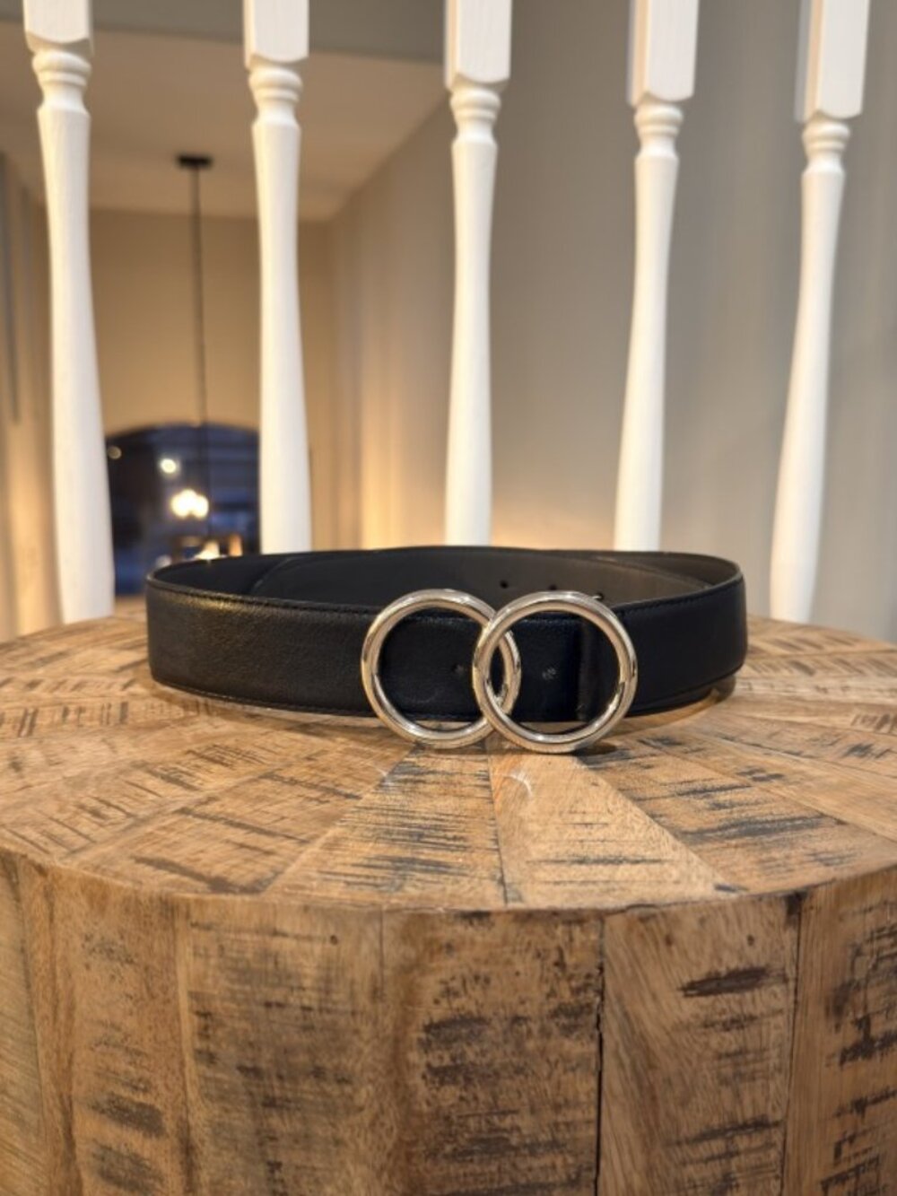 Express Black Double Ring Silver Buckle Belt Size Medium
